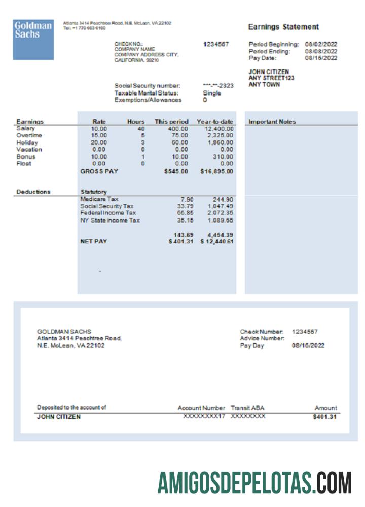 Para download Modelo de extrato de ganhos de empresa financeira dos EUA em formato Word e PDF, versão 2